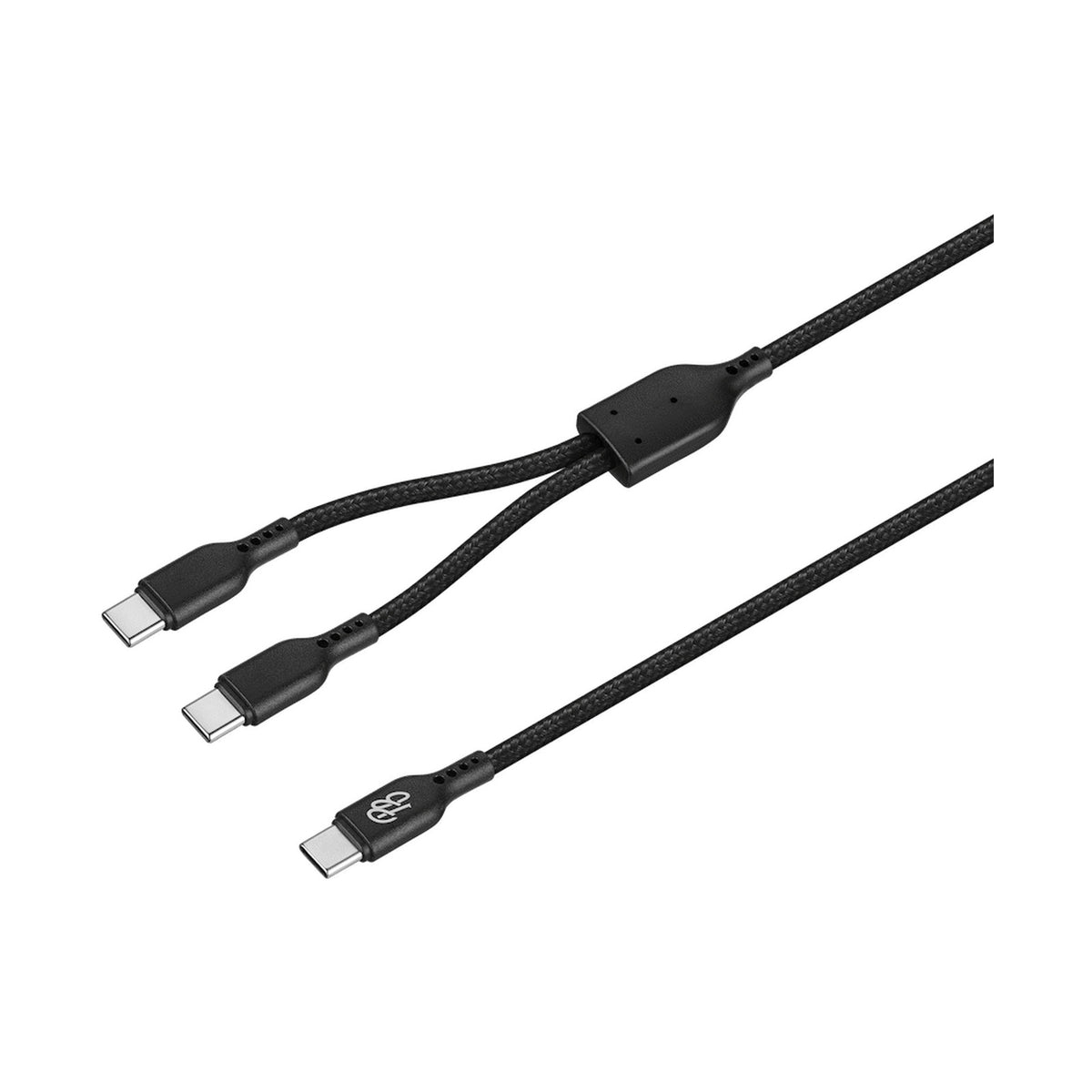 Pro Bass Cord Series 1.2m 15w USB-C to 2x USB-C Braided - Black