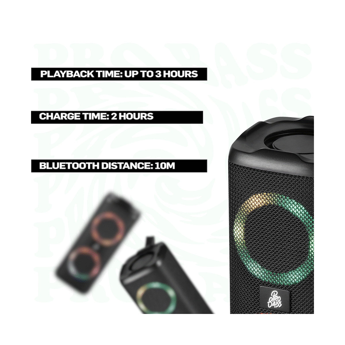 Pro Bass Pulse Box Portable Bluetooth Speaker - Black