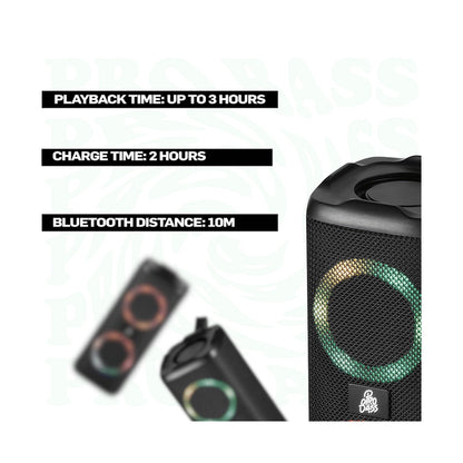 Pro Bass Pulse Box Portable Bluetooth Speaker - Black