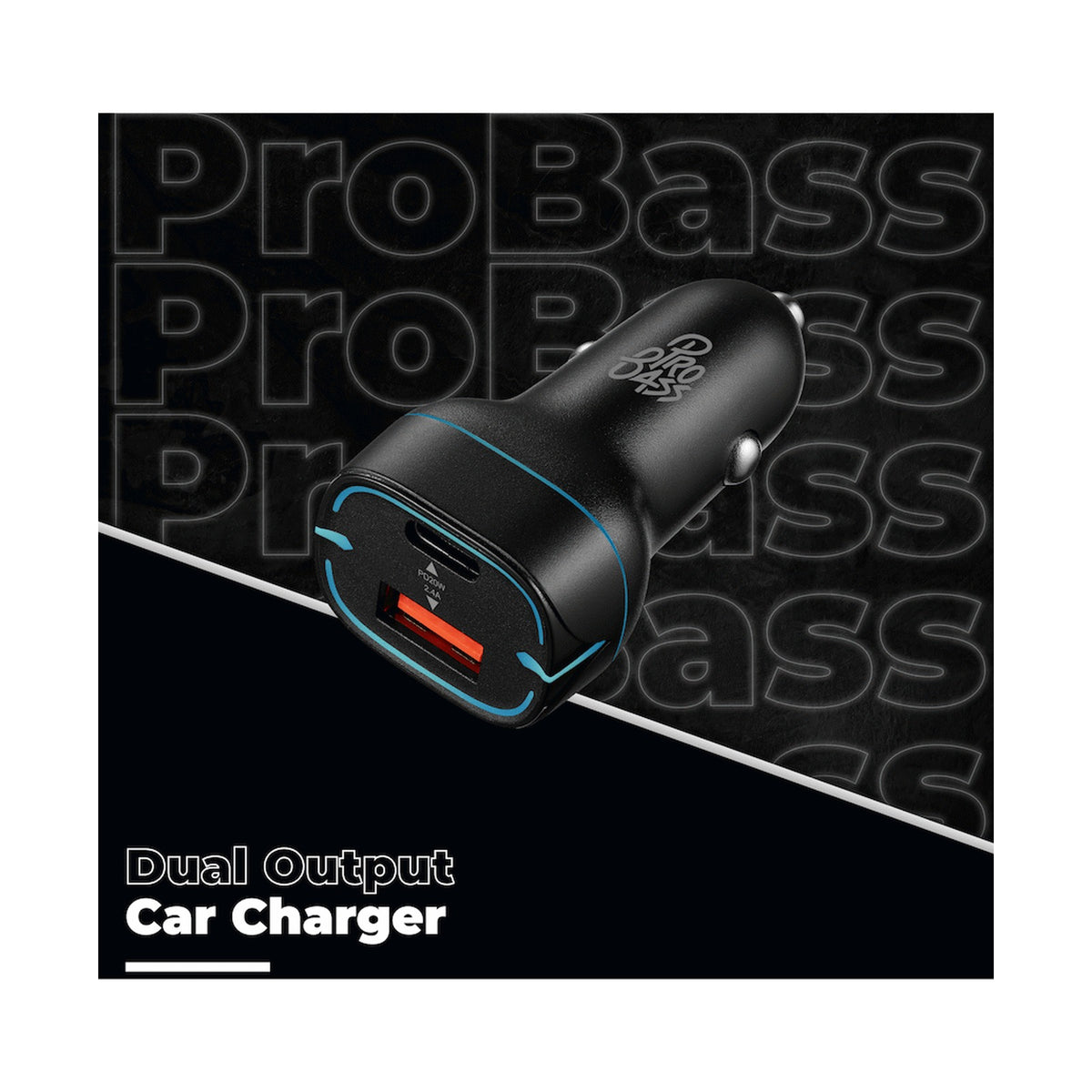 Pro Bass AutoPower Series 32w Dual USB and Type-C Car Charger