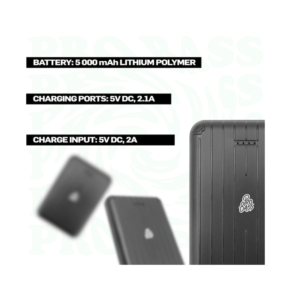 Pro Bass Engine 5000mah Series Power Bank - Black