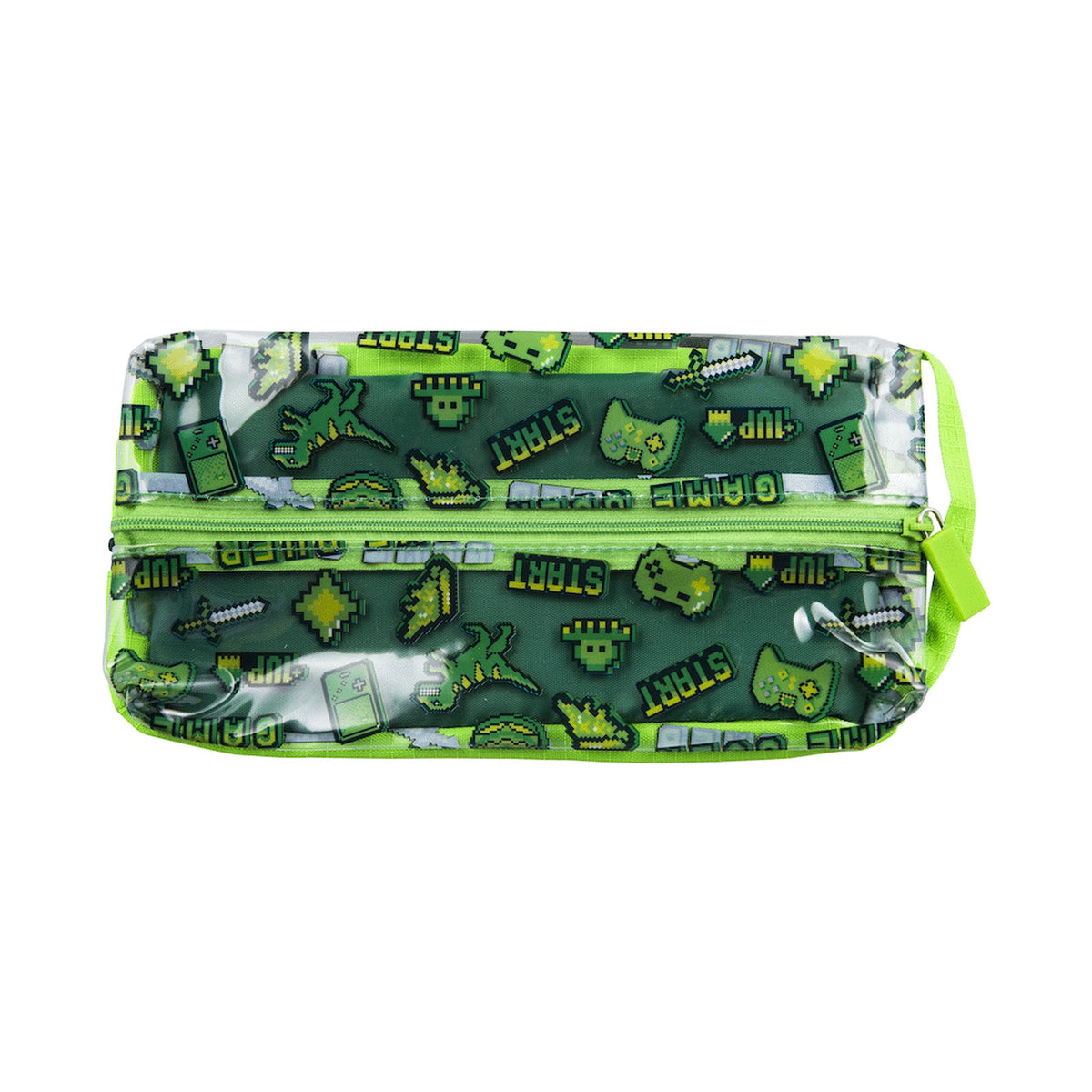 Quest Clear PVC Pencil Case - Gamer Green
