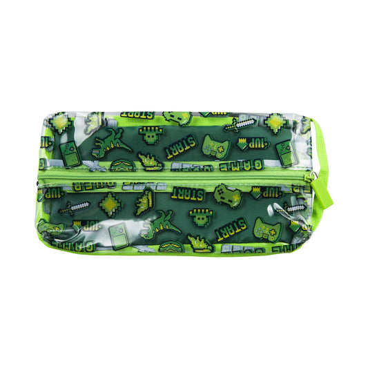 Quest Clear PVC Pencil Case - Gamer Green