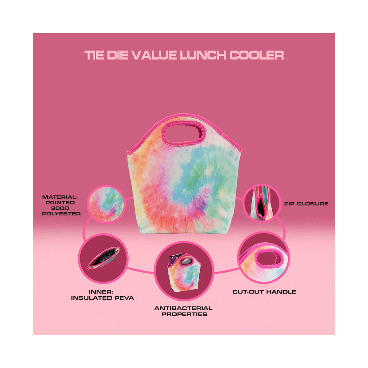 Quest Tie-Dye Value Lunch Cooler - Pink
