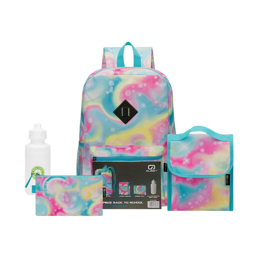 Quest 4-Piece Backpack Set Rainbow Swirl Sky