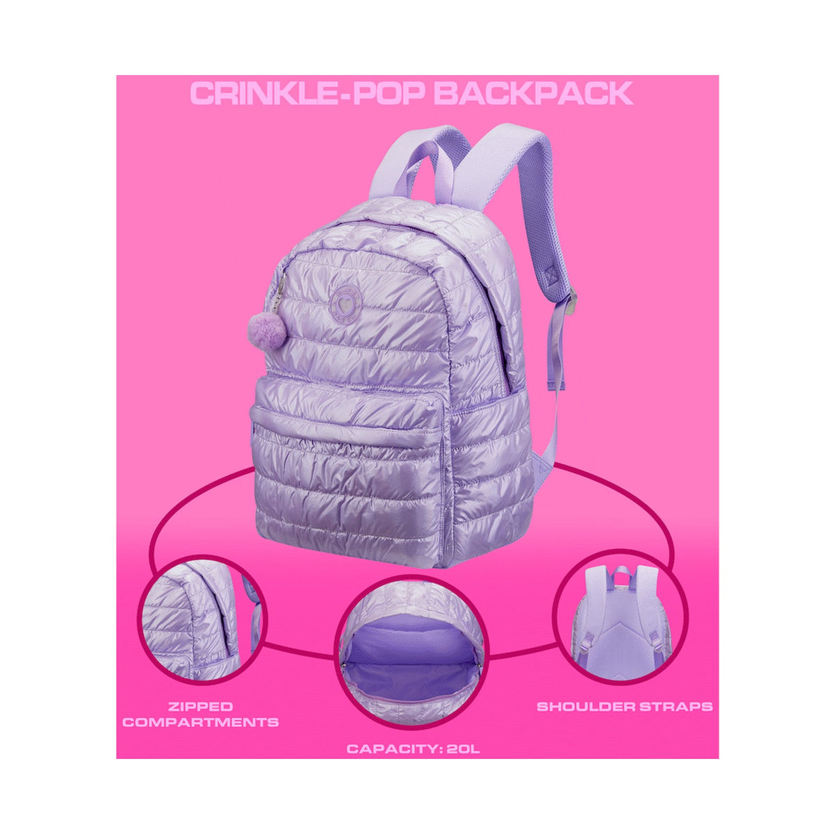 Quest Crinkle-Pop Backpack Lilac