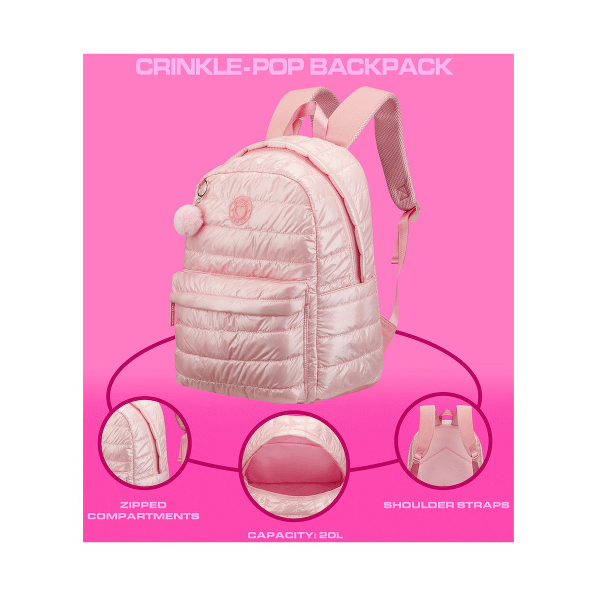 Quest Crinkle-Pop Backpack Pink
