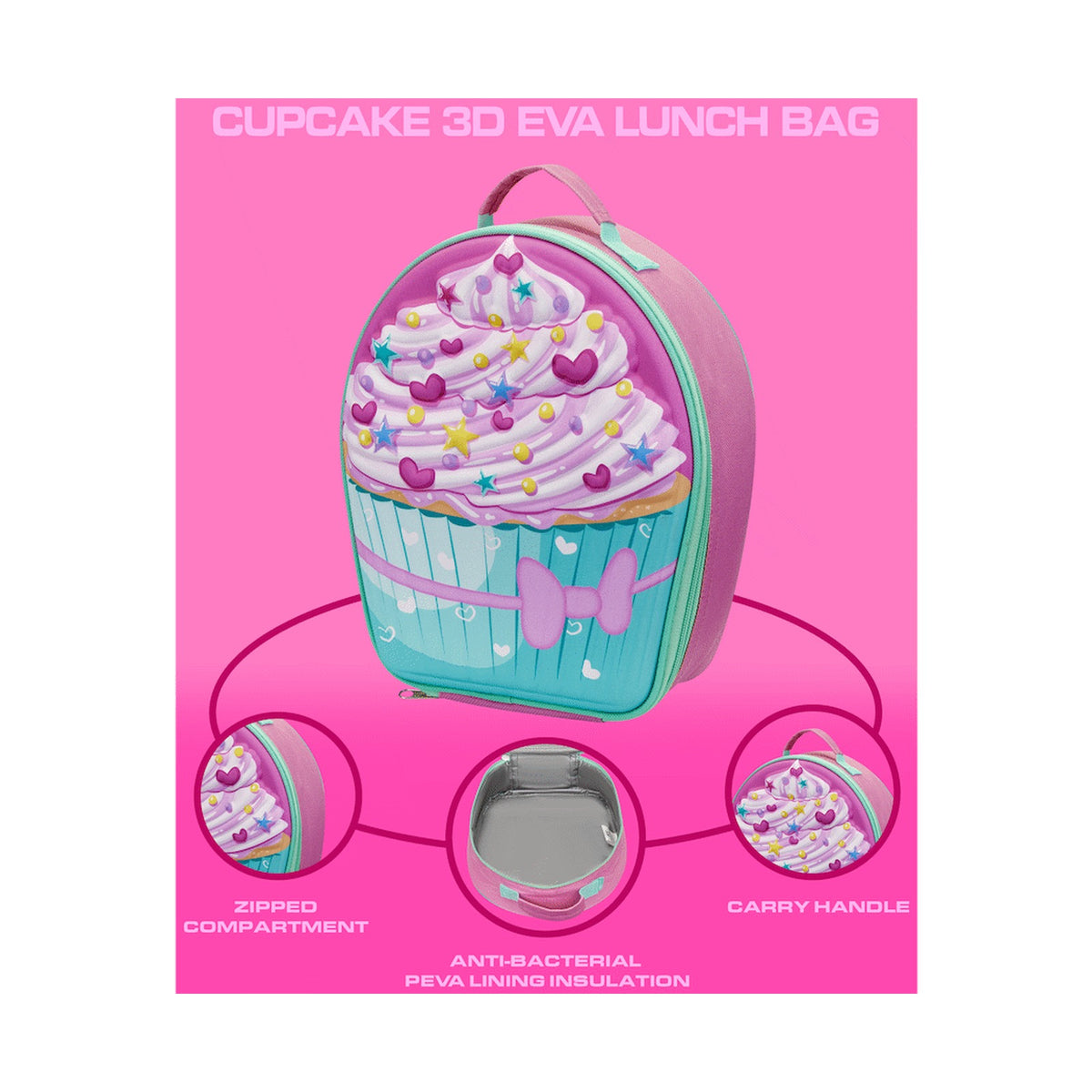 Quest Cupcake 3D EVA Lunch Bag - Pink