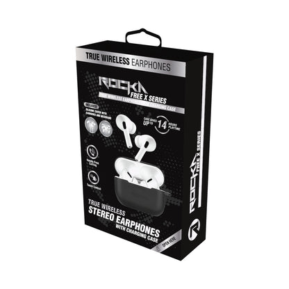Rocka Free X Series TWS Earphones + Charging Case - White Case + Black Cover