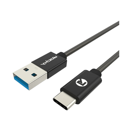 Rocka Blitz Series USB Type-C to USB 3.0 Cable 1.5m - Black Metal Flexi