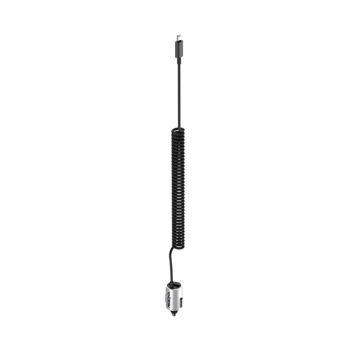 Rocka Flexi Plus Series MFI Lightning Cable with Car Charger - Black/Silver