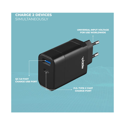 Rocka Rapid Series QC3.0 + PD Wall Charger, 18w, with Cable