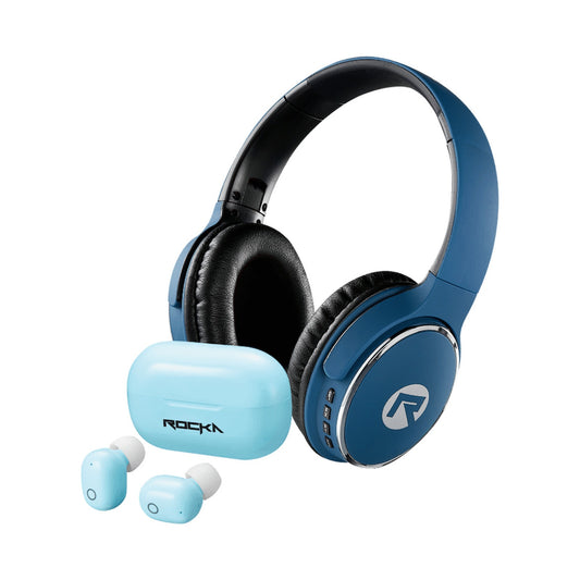 Rocka Epic 2.0 Bluetooth Headphone and TWS Earphone Combo - Blue