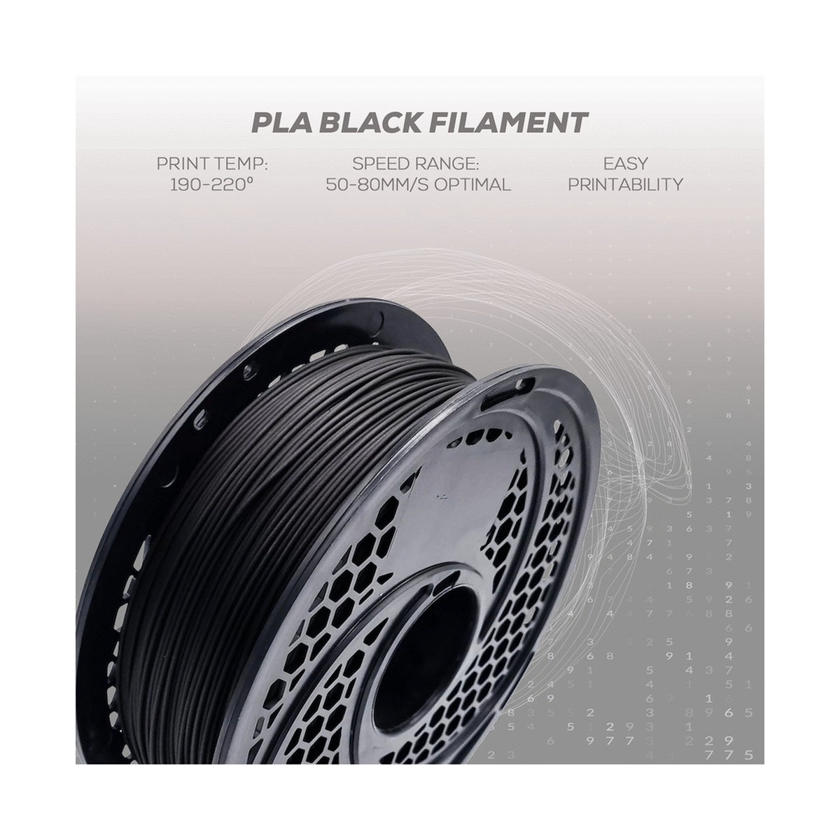 PLA Filament - Black - 1kg - 1.75mm