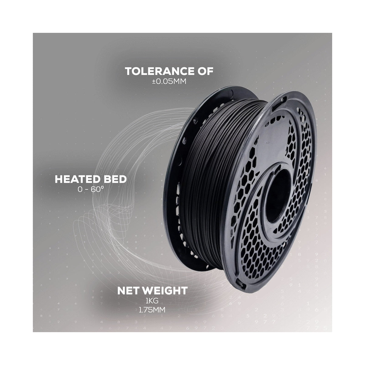 PLA Filament - Black - 1kg - 1.75mm