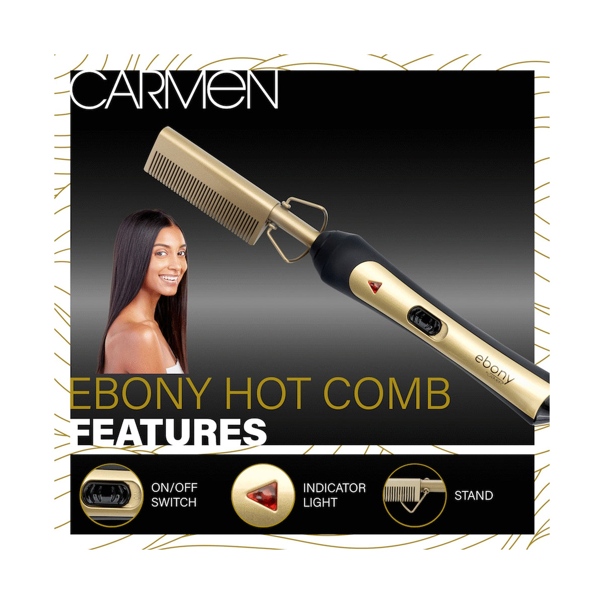 Carmen Hot Comb - Ebony