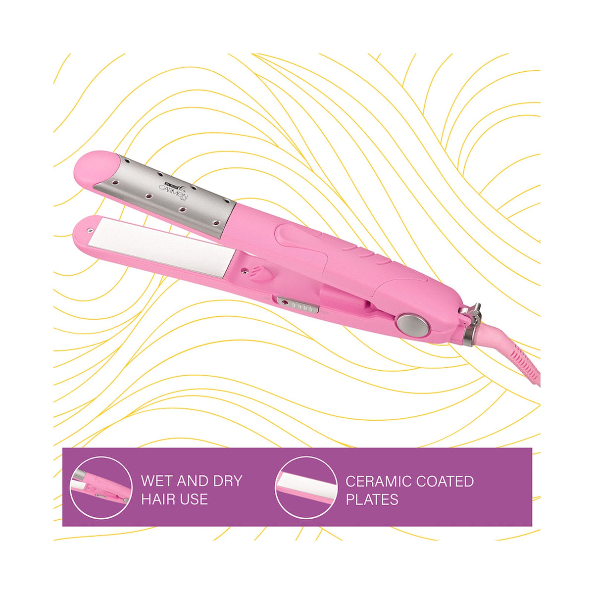 Carmen Pink Wet 'n Dry Straightener - Pink