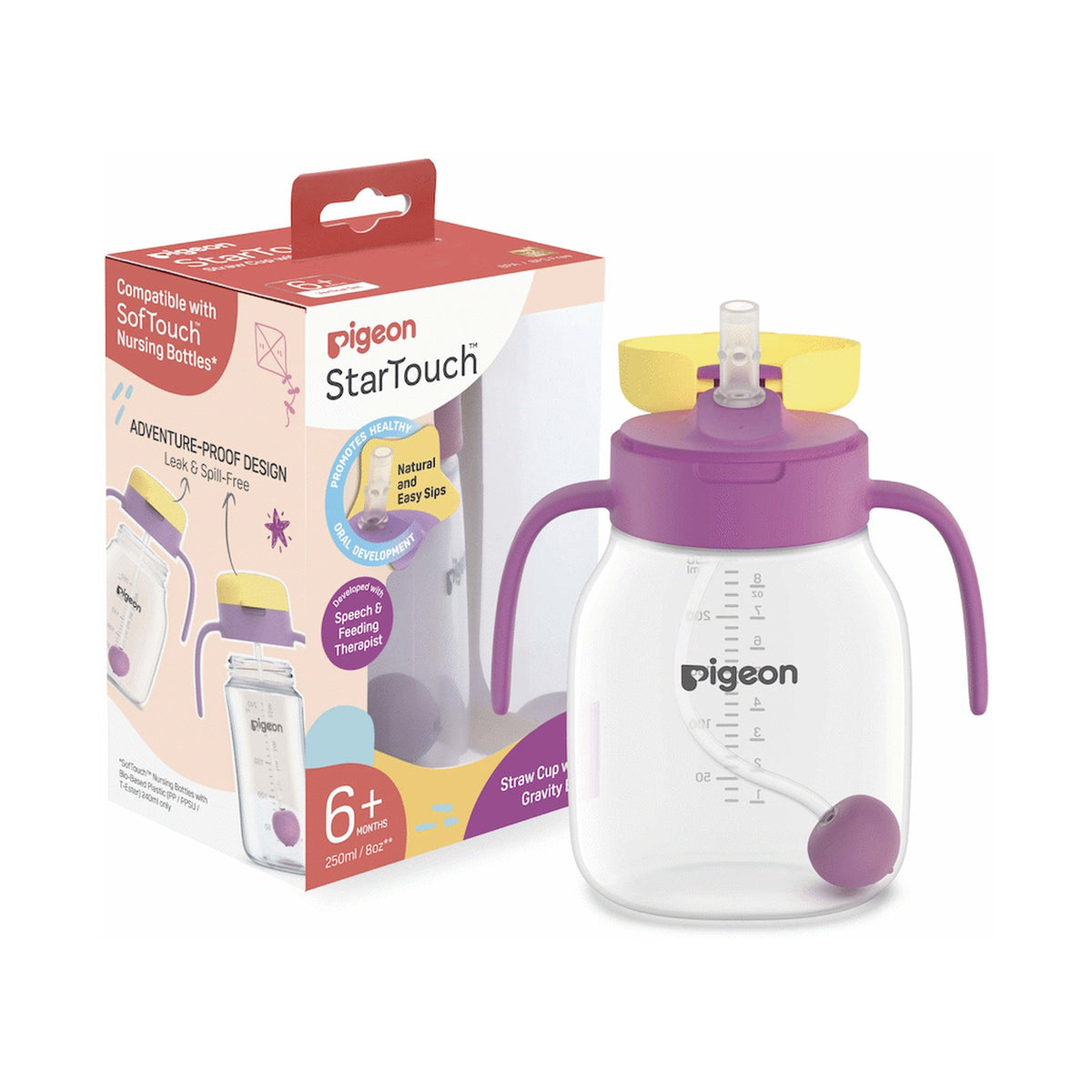 Pigeon Startouch Straw Cup With Gravity Ball Berry Blast 250Ml