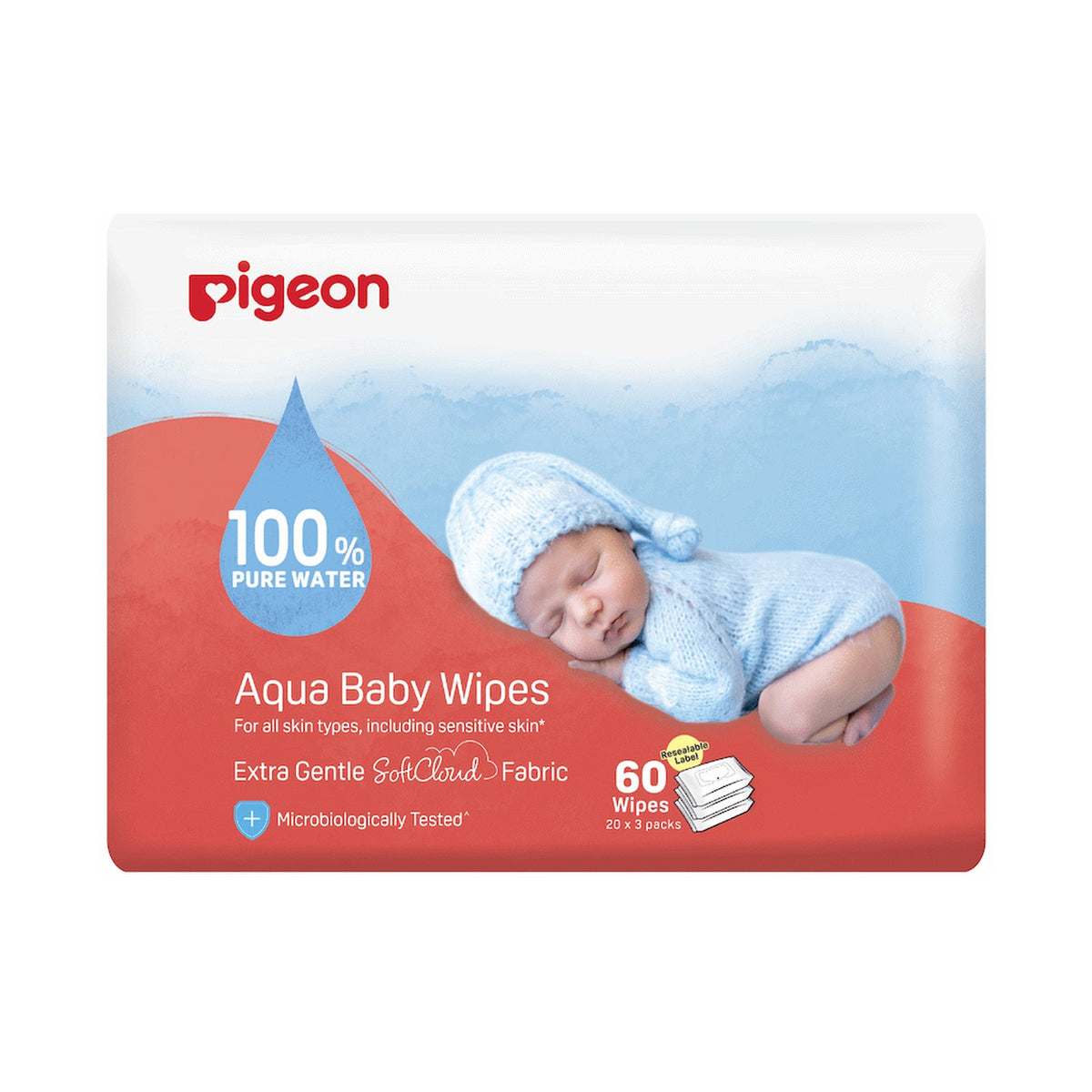 PIGEON AQUA BABY WIPES  20's 3-IN-1 - REFILL