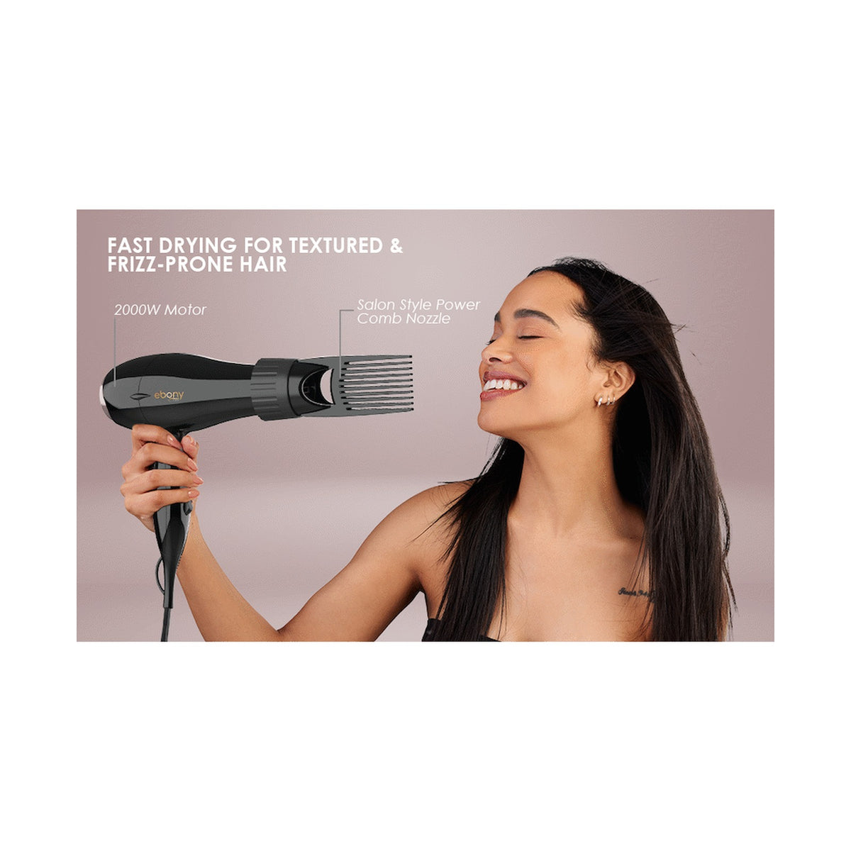 Carmen Power Comb Hairdryer 2000w - Ebony