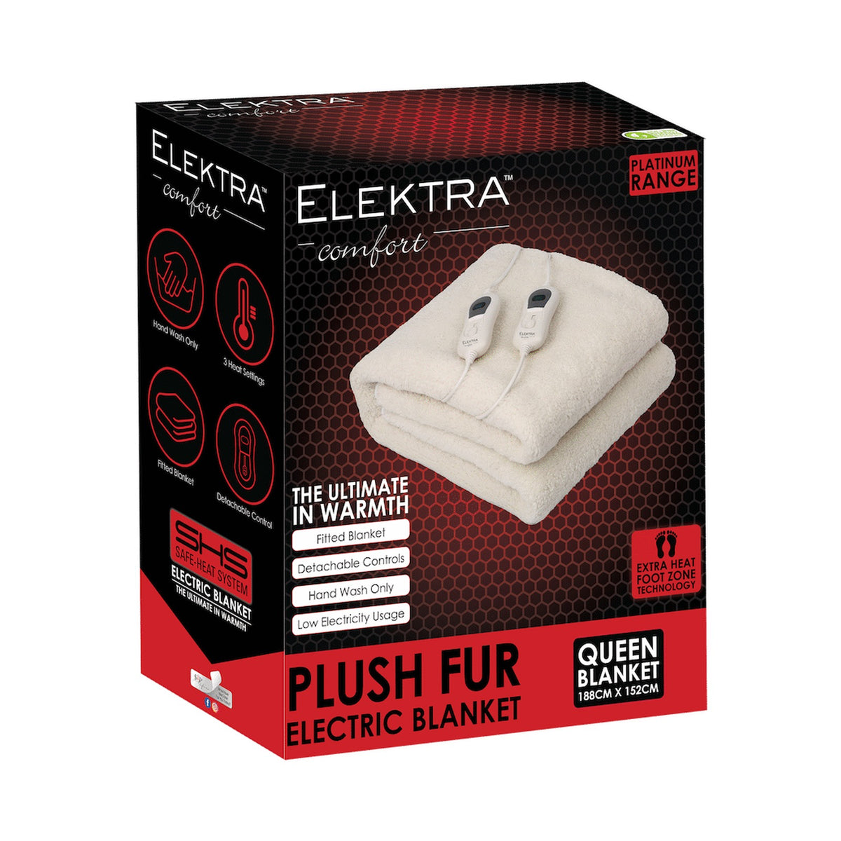 Elektra Comfort Electric Blanket - Queen - Fur