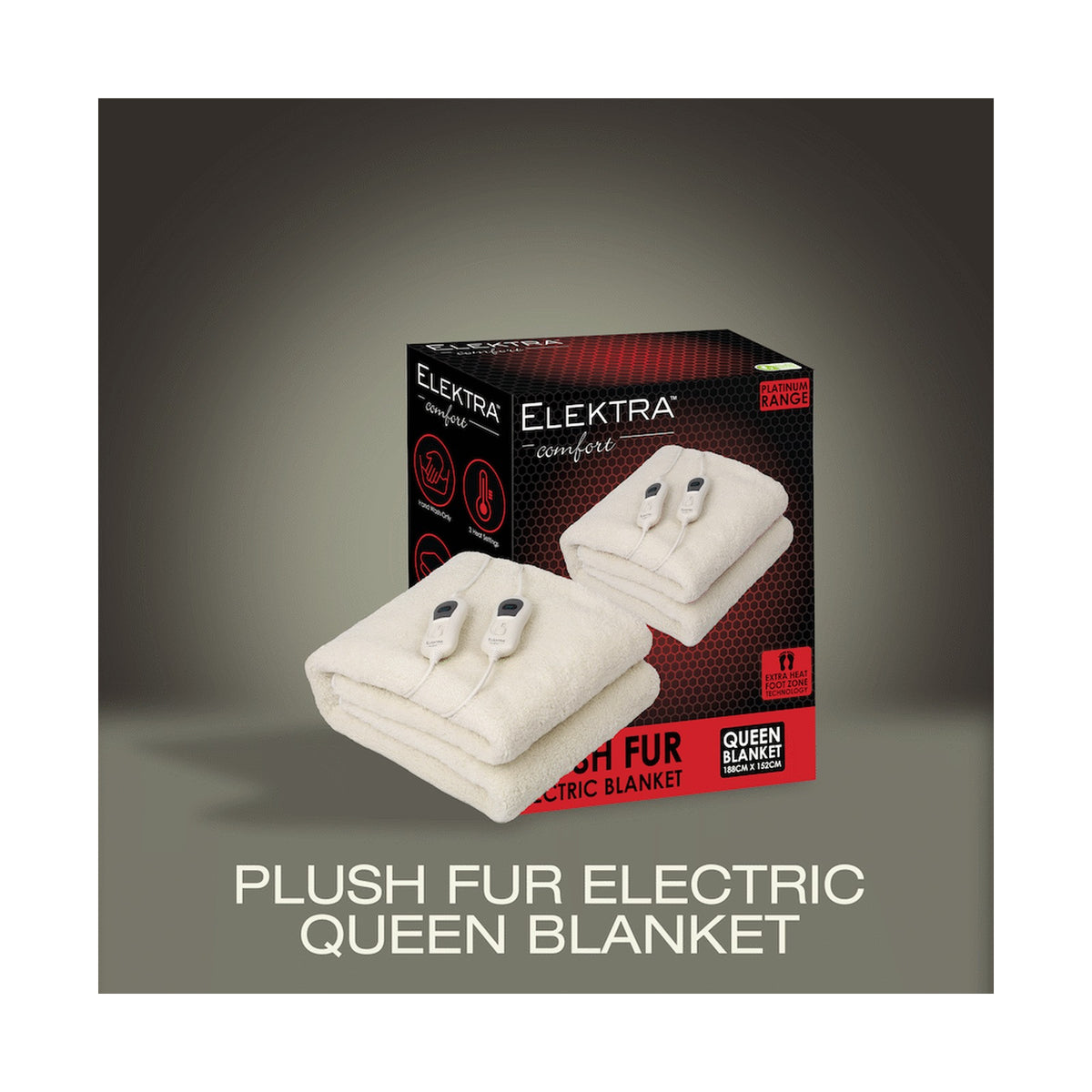 Elektra Comfort Electric Blanket - Queen - Fur