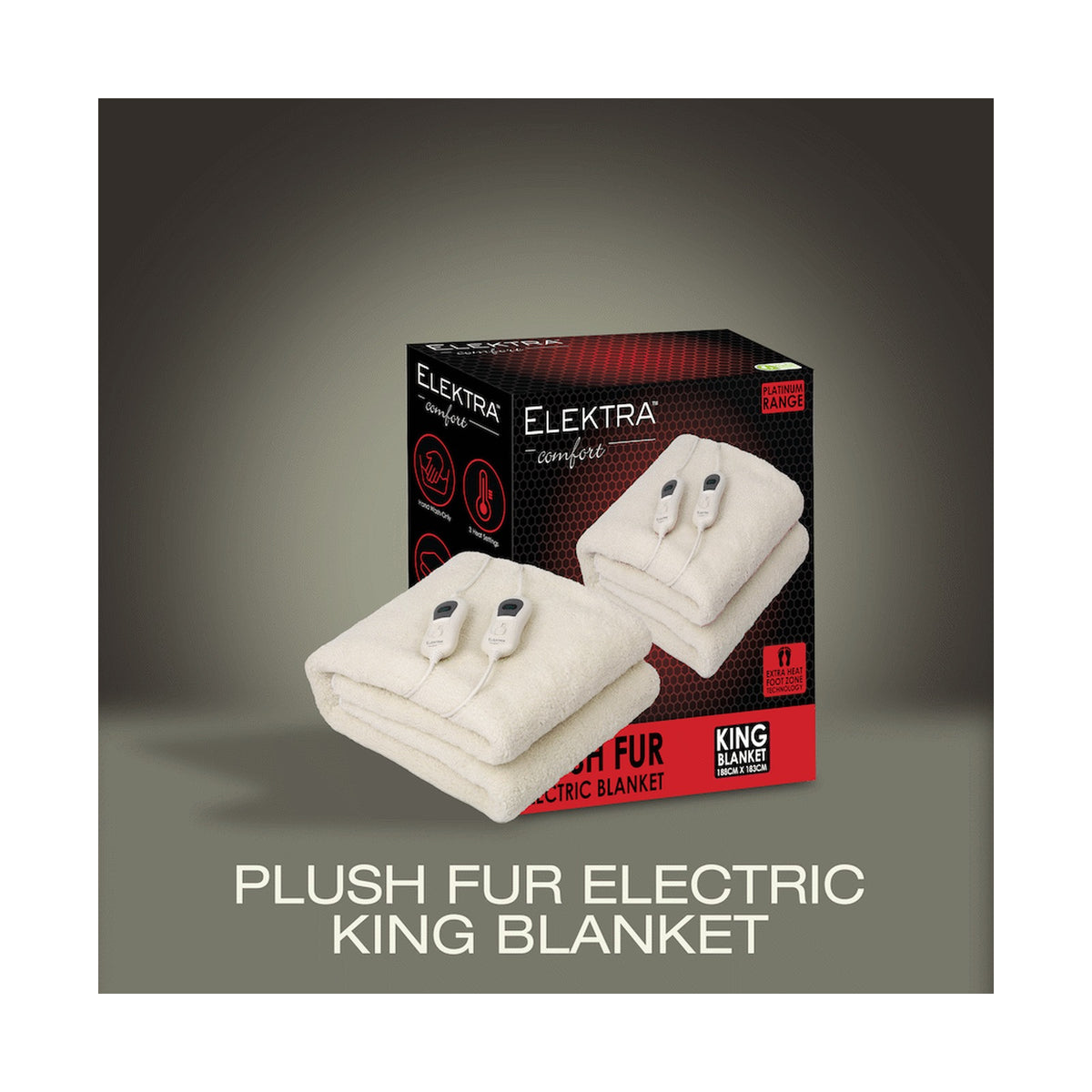 Elektra Comfort Electric Blanket - King - Fur