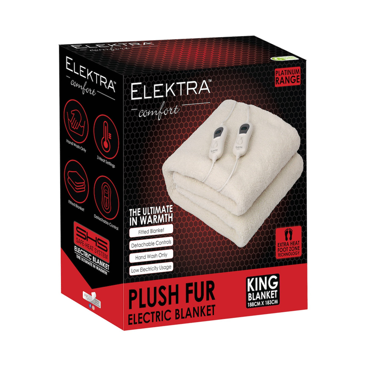 Elektra Comfort Electric Blanket - King - Fur