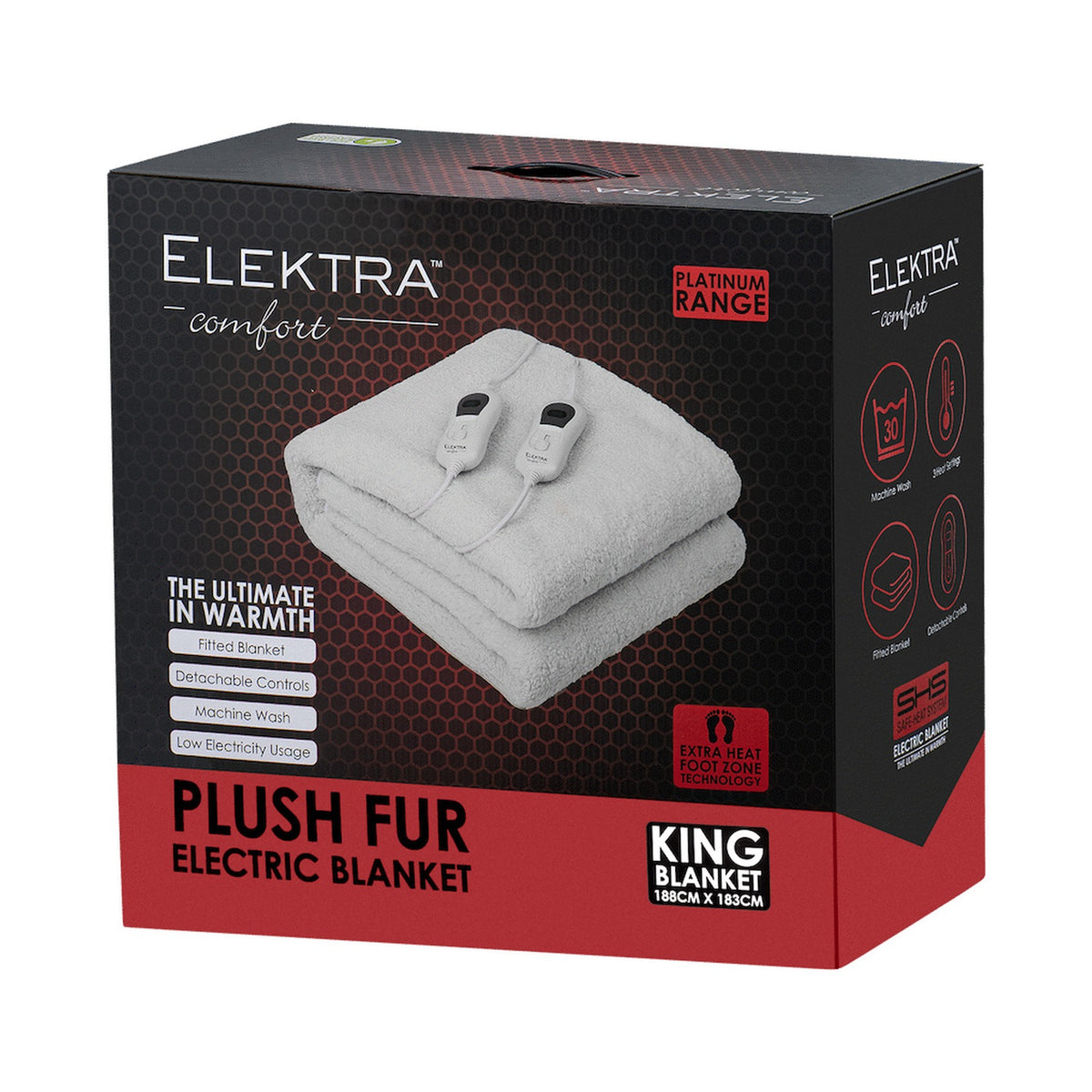 Elektra Comfort Electric Blanket - King - Fur