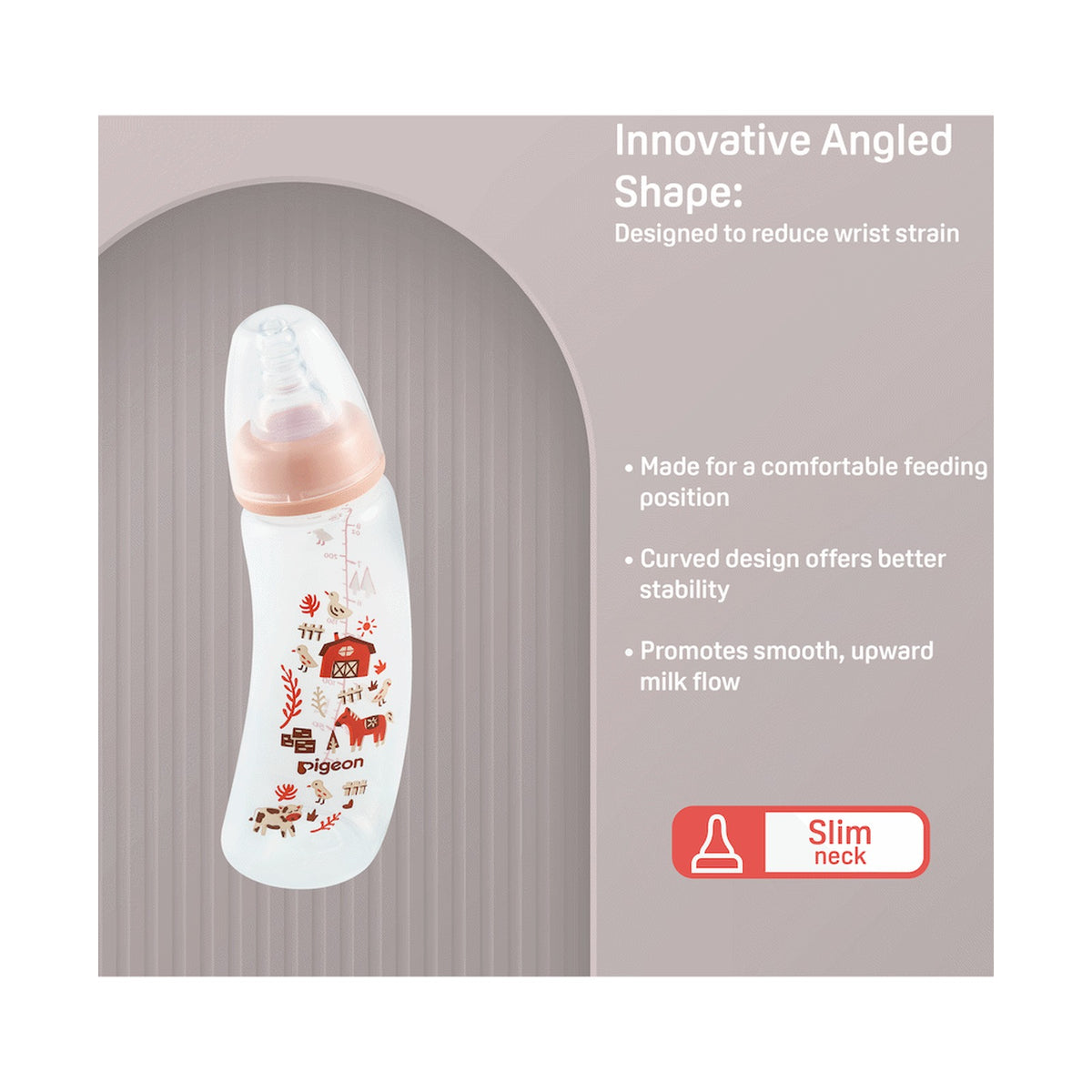 PIGEON FLEXIBLE CURVE BOTTLE 250ML - FARM