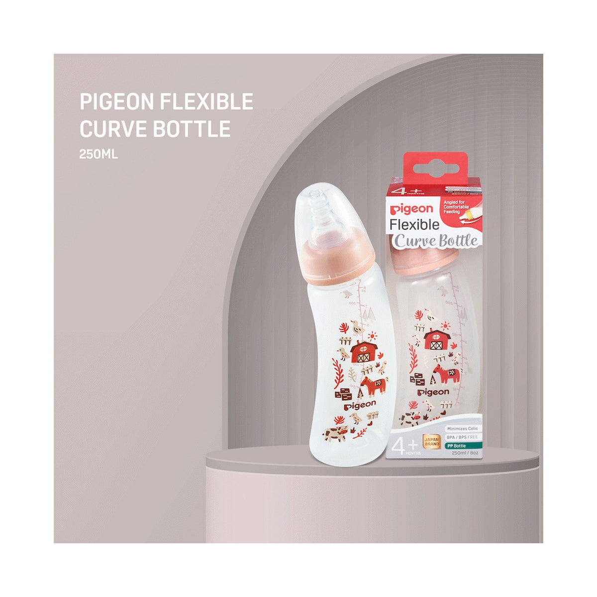 PIGEON FLEXIBLE CURVE BOTTLE 250ML - FARM