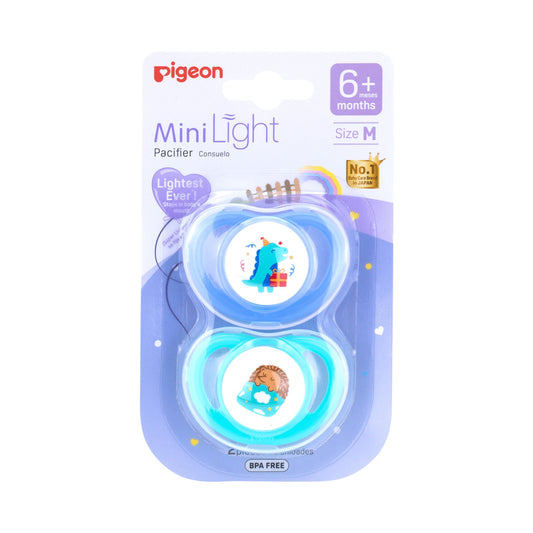 Pigeon - MINILIGHT PACIFIER (2 PC) M DINO B/DAY/ HEDGEHOG