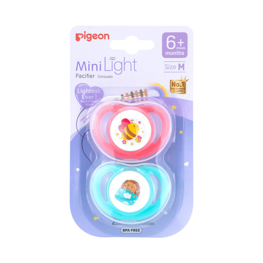 Pigeon - Minilight Pacifier (2 Pc) M Bee/Hedgehog