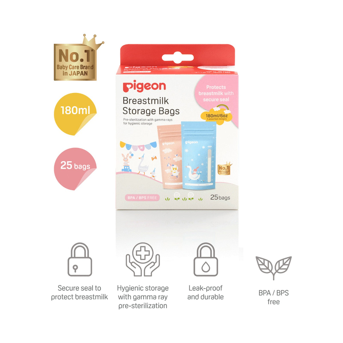 Pigeon - Breast Milk Storage Bag 180ml Animal Design