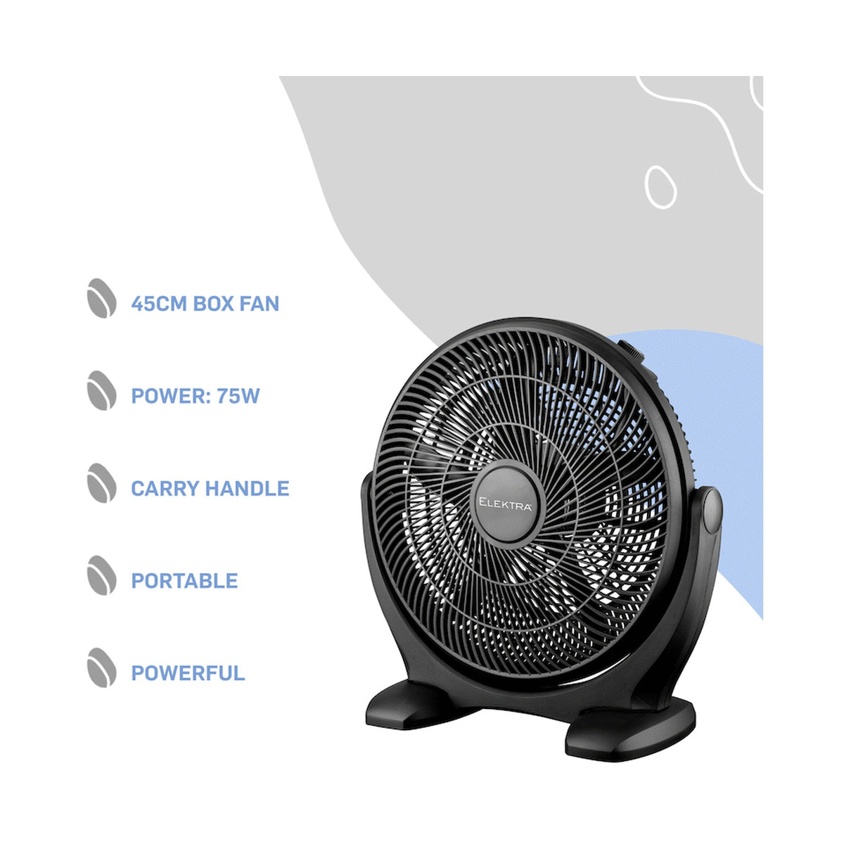 Elektra 45cm Box Fan - Black