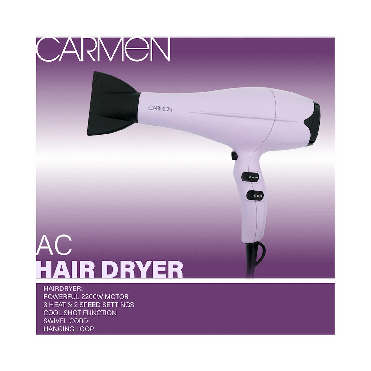 Carmen Colours 2200w AC Hair Dryer