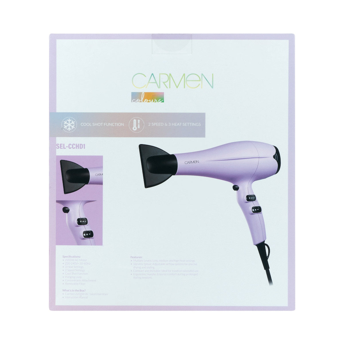 Carmen Colours 2200w AC Hair Dryer