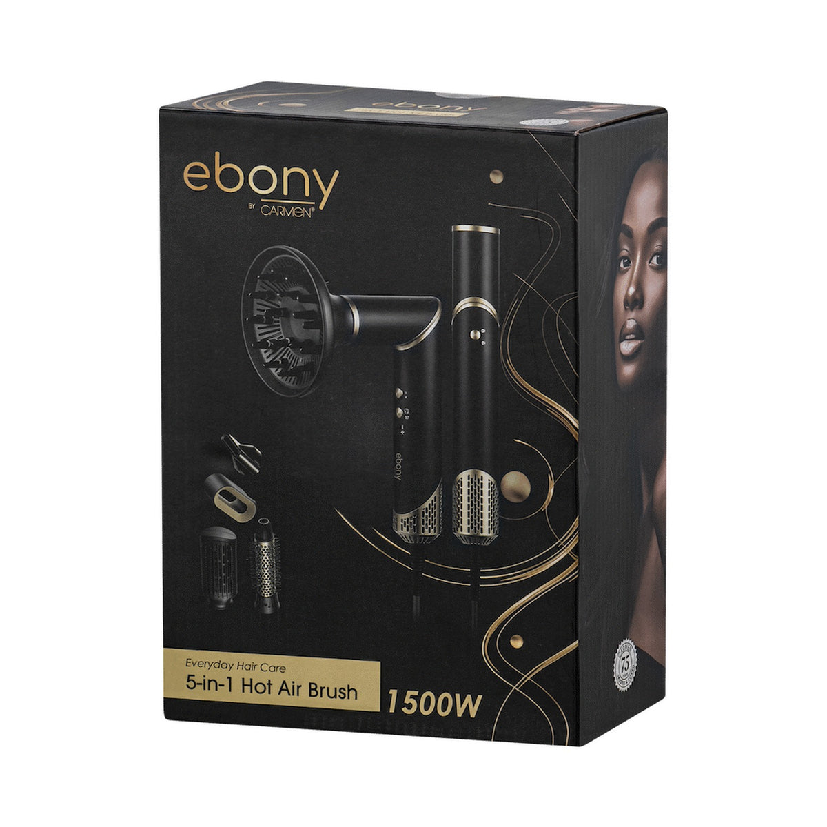 Carmen 5-in-1 Hot Air Brush - Ebony