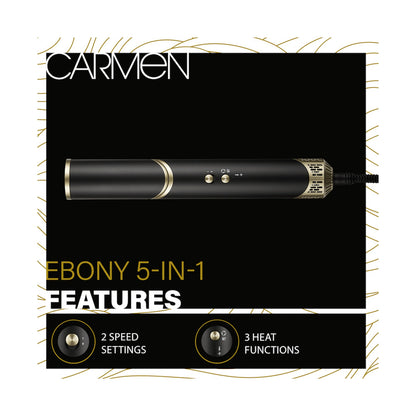 Carmen 5-in-1 Hot Air Brush - Ebony