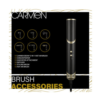 Carmen 5-in-1 Hot Air Brush - Ebony