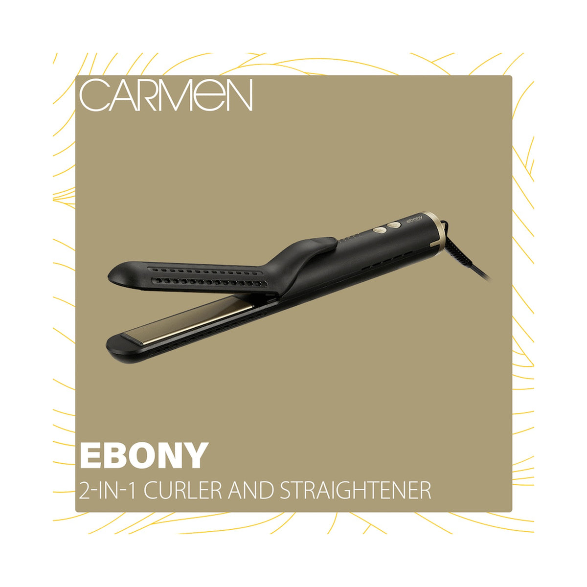 Carmen 2-in-1 Curler and Straightener - Ebony
