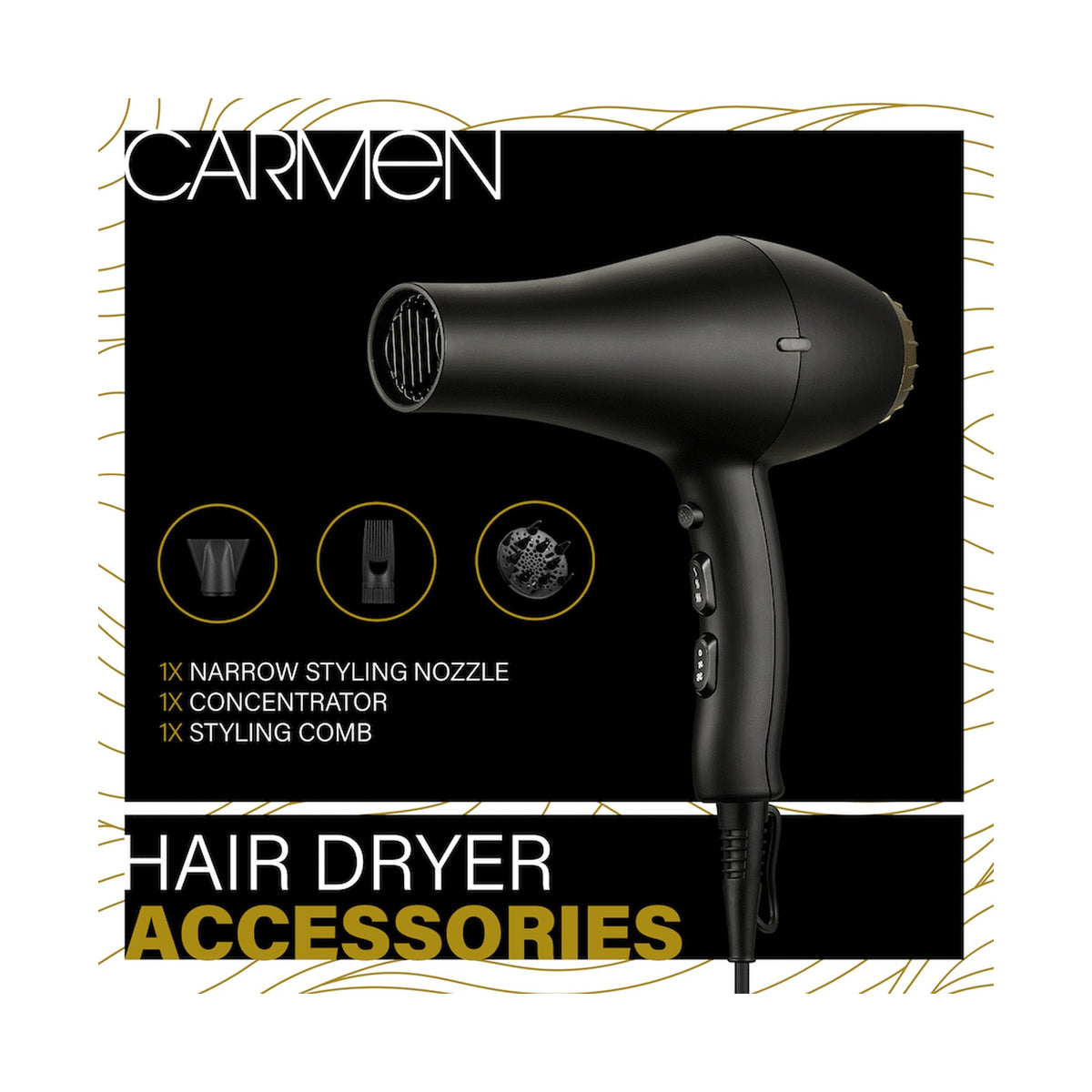 Carmen Ebony AC Motor Hair Dryer