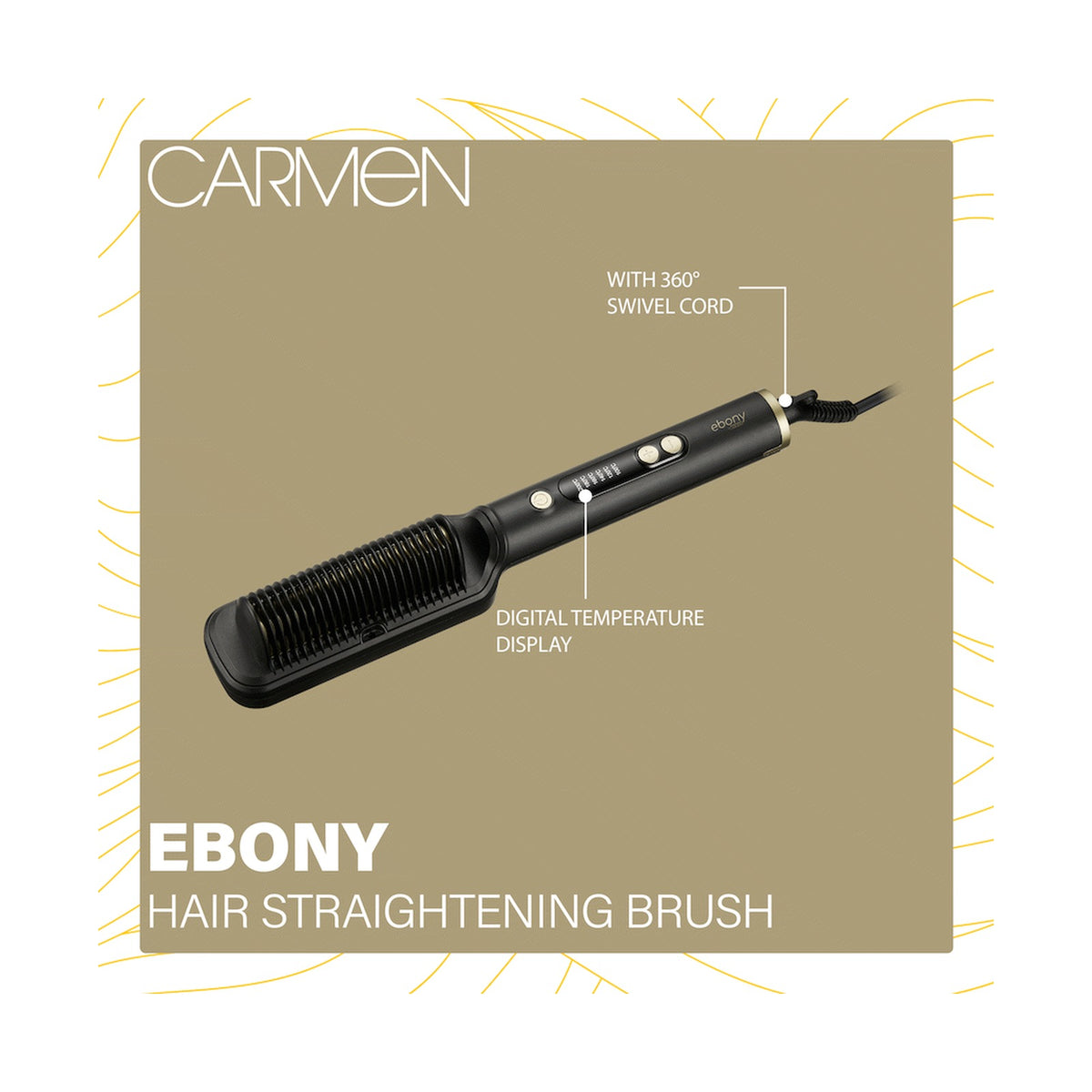Carmen Ebony Hair Straightening Brush