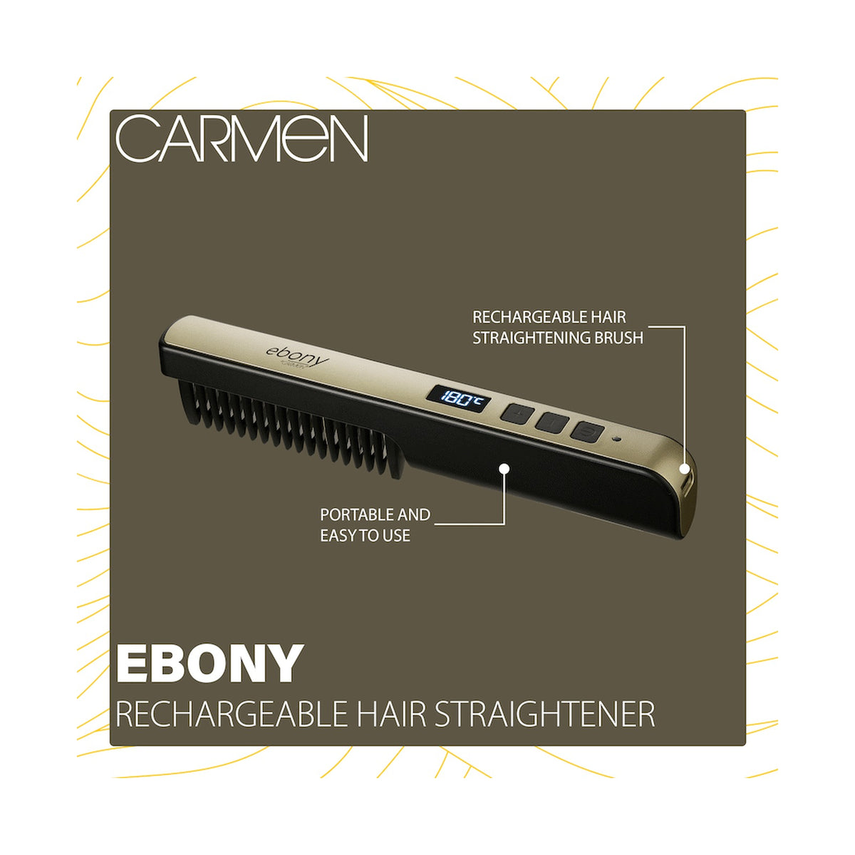 Carmen Ebony Rechargeable Hair Straightener