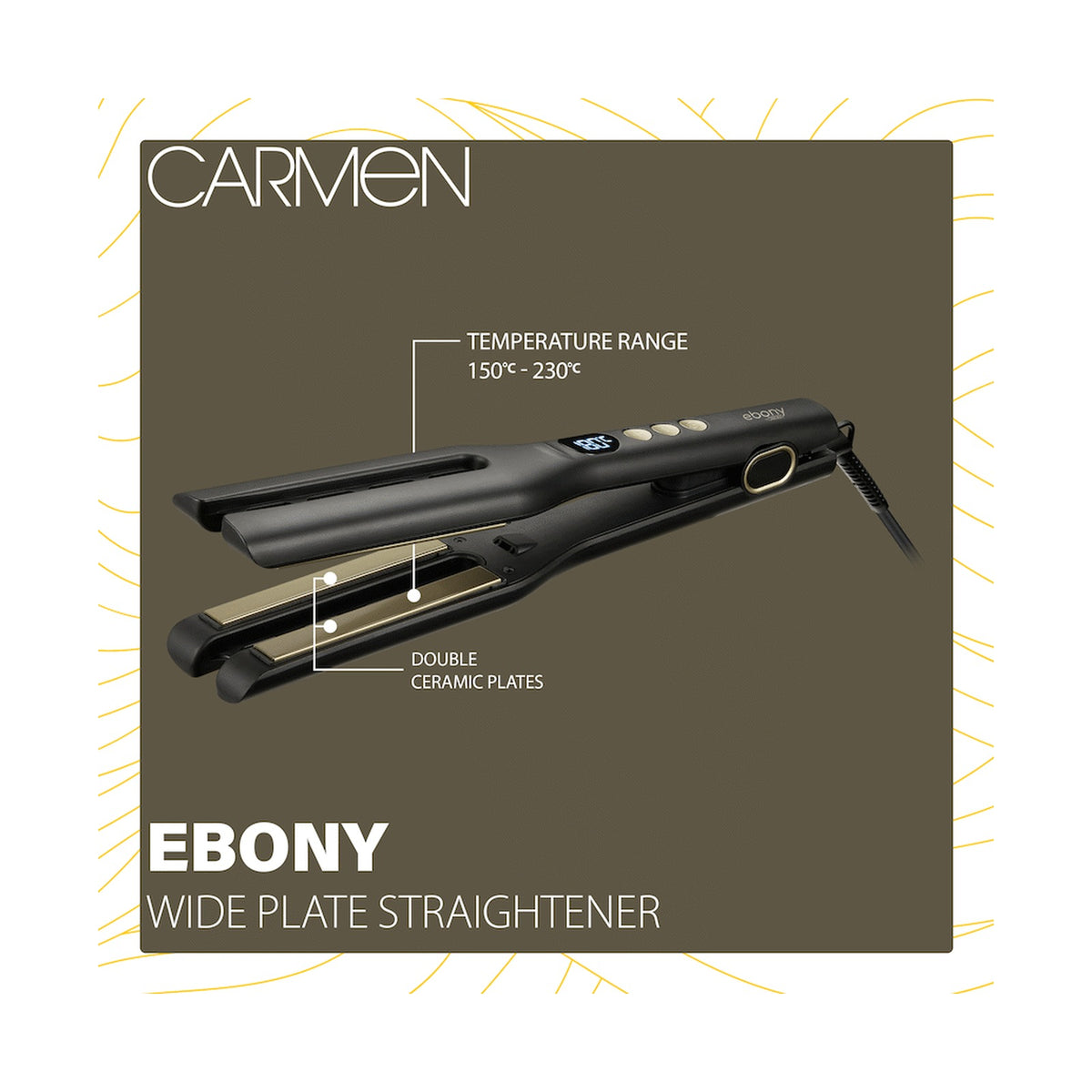 Carmen Ebony Wide Plate Straightener