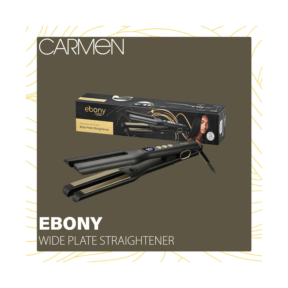 Carmen Ebony Wide Plate Straightener