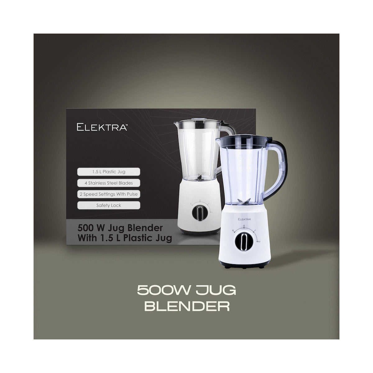 ELEKTRA - 500W 1.5L JUG BLENDER (PLASTIC JUG)