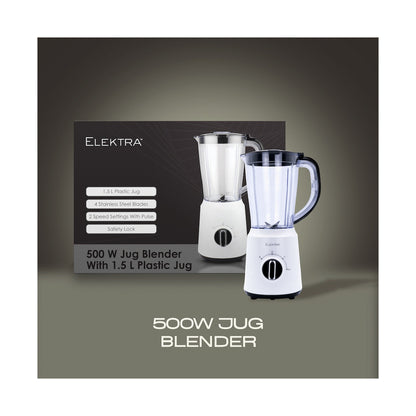 ELEKTRA - 500W 1.5L JUG BLENDER (PLASTIC JUG)