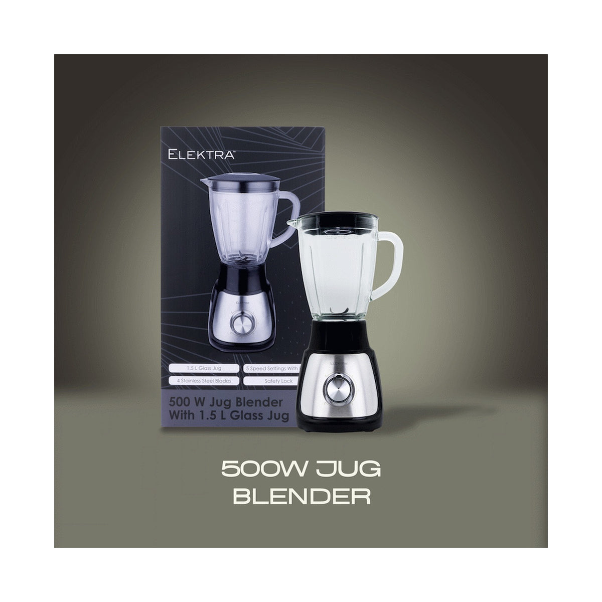 Elektra - 500w 1.5l Jug Blender (Glass Jug)