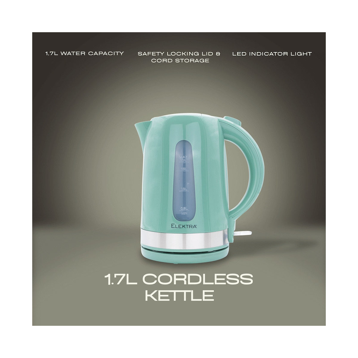 Elektra 2200w 1.7l Plastic Kettle - Green
